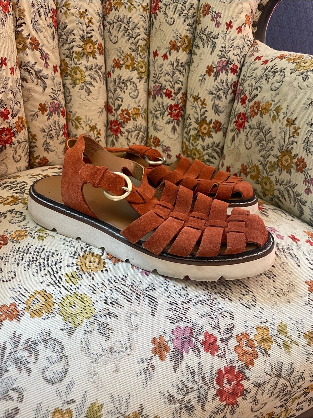 Anthropologie Women’s Size 40 Fisherman Sandal Chunky Sole Brown Summer Casual
